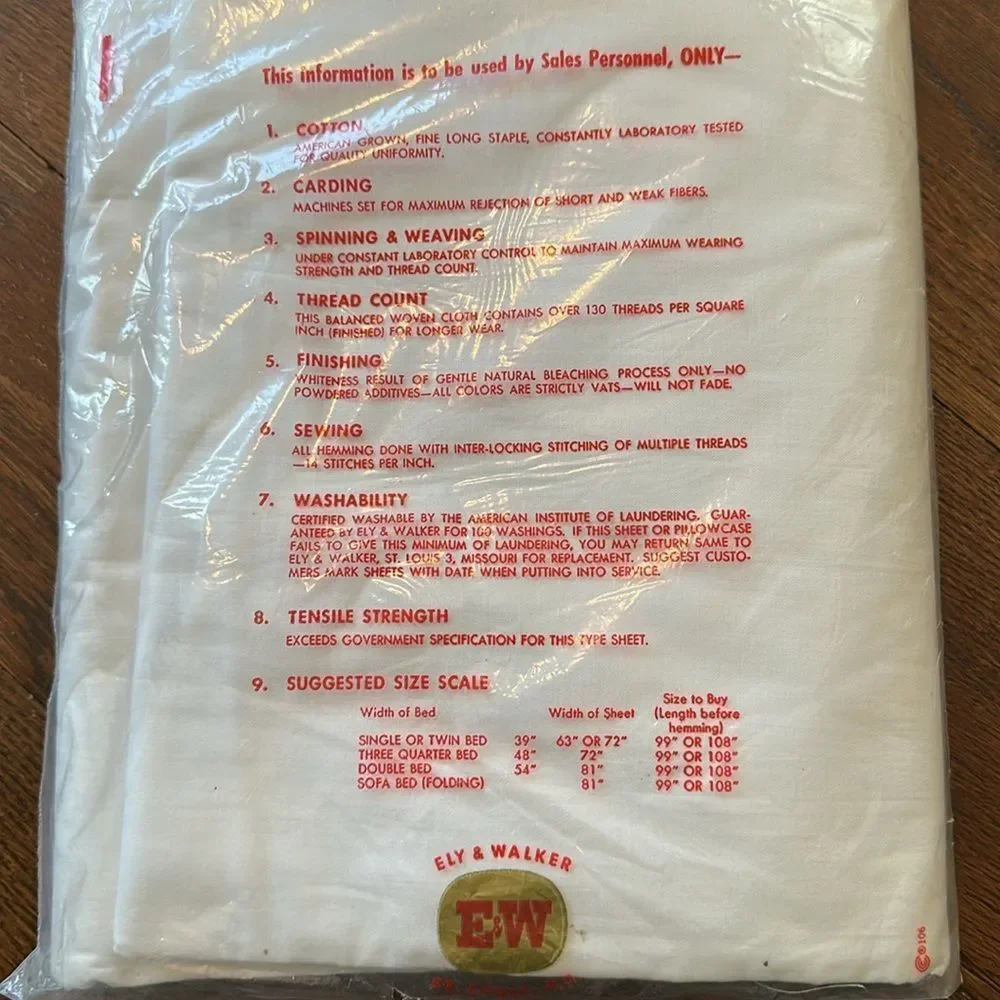 Vintage new in packaging Foxcroft‎ Fine Muslin White double (full) sheet